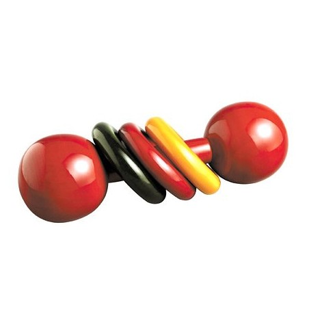 Funwood Games Wooden Organic Traditional Baby Dumbbell Rattle