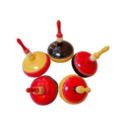 Funwood Games Wooden Umbrella Spinning Tops Combo Set of 5