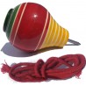 Funwood Games Woodend Spinning Lattoo with Rope | Wooden Umbrella String Top | Round Wind-Up Top | Bhingri (Combo of 4)