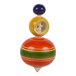 Funwood Games Wooden Spinning Tops Toys Set of 3 Pcs - Multicolor - Wind Tops
