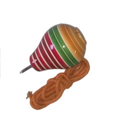 Funwood Games Wooden Spinning Lattoo with Thread, Colors May Vary