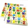Funwoodgames 3D Wooden Capital & Small Alphabet Puzzles with Pictures, Combo Set of 2 Educational Learning Letters Board Toy