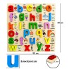 Funwoodgames 3D Wooden Capital & Small Alphabet Puzzles with Pictures, Combo Set of 2 Educational Learning Letters Board Toy