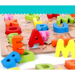 Funwoodgames 3D Wooden Capital & Small Alphabet Puzzles with Pictures, Combo Set of 2 Educational Learning Letters Board Toy