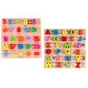 Funwood Games 3D Wooden Capital Alphabet & Numbers Puzzle Board with Pictures, for Kids Educational Learning Toy – (Pack of 2)