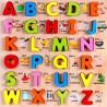 Funwood Games 3D Wooden Capital Alphabet & Numbers Puzzle Board with Pictures, for Kids Educational Learning Toy – (Pack of 2)