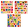 Funwood Games 3D Wooden Capital Alphabet, Small Alphabet & Numbers Puzzle with Pictures, Combo Set of 3