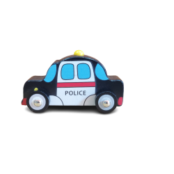 Funwood Games Multicolored Wooden Police | Taxi Pull/Push Along Toy Car/Vehicle for Kids (Set of 2)