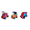 Funwood Games Multicolored Wooden Fire Brigade | JCB Truck | Towing Truck Pull/Push Along Toy Car/Vehicle for Kids (Set of 3)