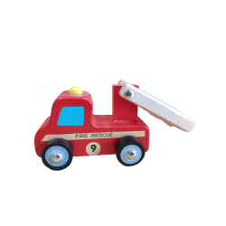 Funwood Games Multicolored Wooden Fire Brigade | JCB Truck | Towing Truck Pull/Push Along Toy Car/Vehicle for Kids (Set of 3)