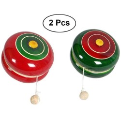 Funwood Games Wooden Spinning Yo-Yo for Kids and Collectors Set of 2 Toys (Color May Vary )