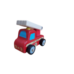 Funwood Games Wooden Pull/Push Along Toy Car (Fire Brigade)