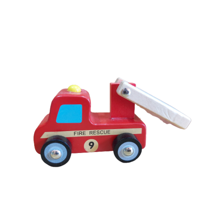 Funwood Games Wooden Pull/Push Along Toy Car (Fire Brigade)