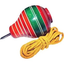 Funwood Games Wooden Spinning Lattoo with Thread, Colors May Vary