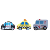 Funwood Games Multicolored Wooden Police | Taxi Pull/Push Along Toy Car/Vehicle for Kids (Set of 2)