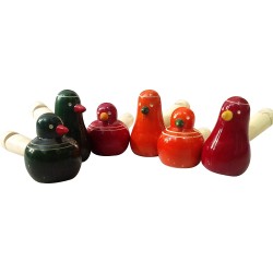 Funwood Games Wooden Bird Whistles Noisemaker Multi Color Party Blowouts Toy for Kids (Set of 3 Whistles)