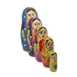 Funwood Games Blue Color Wooden Traditional Nesting Doll Set Assorted Color