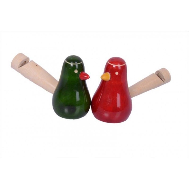 Funwood Games Wooden Bird Whistles Noisemaker Multi Color Party Blowouts Toy for Kids Set of 3 Whistles