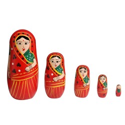 Funwood Games Orange Colour Wooden Traditional Doll Set