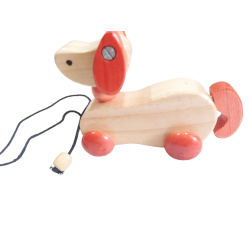 Wooden Pull Along Pet Dog Toy for Kids