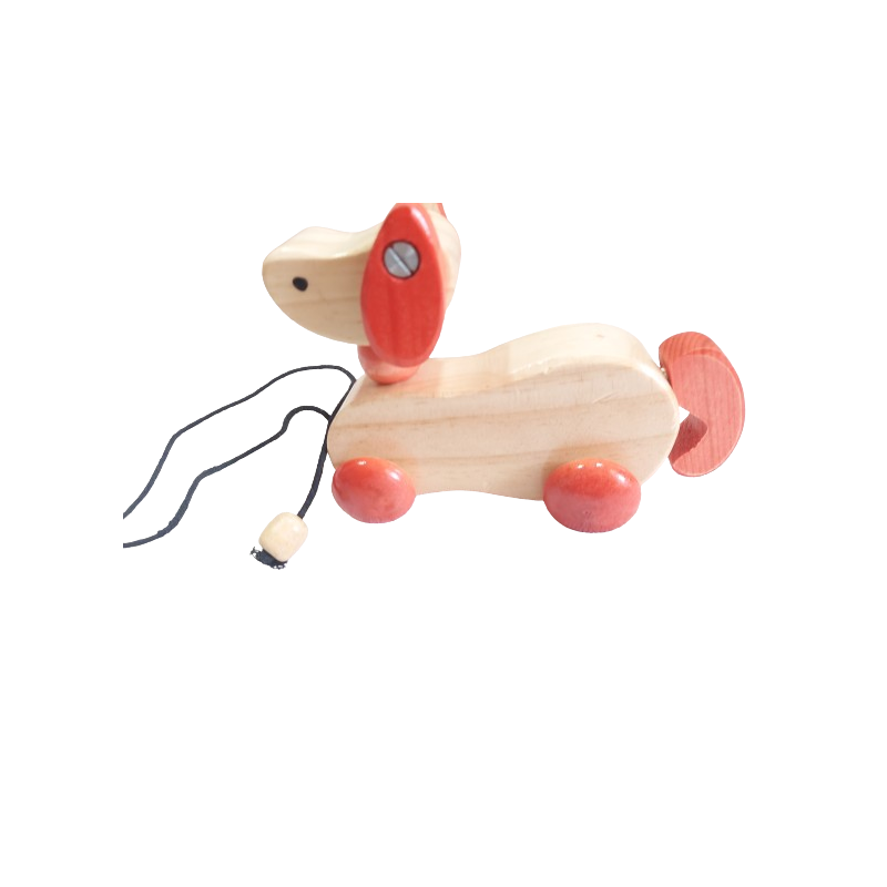 Wooden Pull Along Pet Dog Toy for Kids
