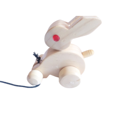 Pull Along Bunny Rabbit Wooden Toy for Kids
