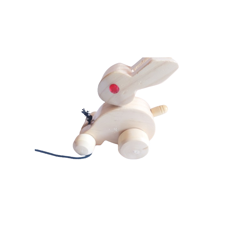 Pull Along Bunny Rabbit Wooden Toy for Kids