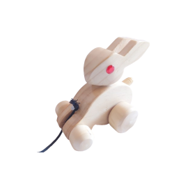 Pull Along Bunny Rabbit Wooden Toy for Kids