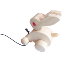 Pull Along Bunny Rabbit Wooden Toy for Kids