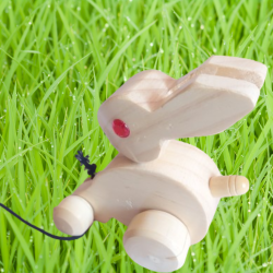 Pull Along Bunny Rabbit Wooden Toy for Kids