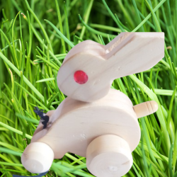 Pull Along Bunny Rabbit Wooden Toy for Kids