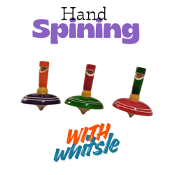 Funwood Games Traditional Wooden Whistle Finger Spinning Top for Kids - Classic Handheld Toy with Fun Sound (Set of 3)