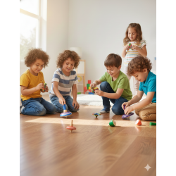 Funwood Games Traditional Wooden Whistle Finger Spinning Top for Kids - Classic Handheld Toy with Fun Sound (Set of 3)