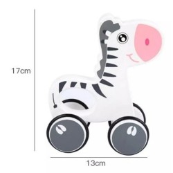 Funwood Games Wooden Pull Along Animal Walker Set,for Toddlers 12 Months to 3 Yrs,with Rope (Zebra)