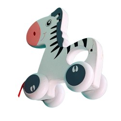 Funwood Games Wooden Pull Along Animal Walker Set,for Toddlers 12 Months to 3 Yrs,with Rope (Zebra)