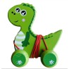 Funwood Games Wooden Pull Along Animal Walker Set,  Toy for Toddlers 12 Months to 3 Years, with Rope (Dinosaur)