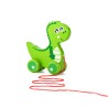 Funwood Games Wooden Pull Along Animal Walker Set,  Toy for Toddlers 12 Months to 3 Years, with Rope (Dinosaur)