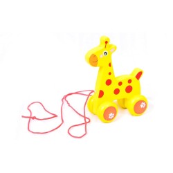 Funwood Games Wooden Pull Along Animal Walker Set, Toy for Toddlers 12 Months to 3 Years, with Rope (Giraffe)