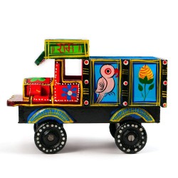 Funwood Games Handmade Traditional Banaras Wooden Multicolour Truck Push and Pull Toy for Kids Play | Interior Decor | Gifting