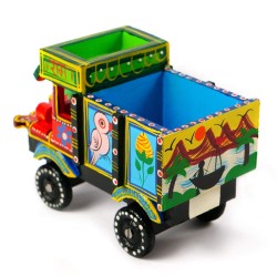 Funwood Games Handmade Traditional Banaras Wooden Multicolour Truck Push and Pull Toy for Kids Play | Interior Decor | Gifting