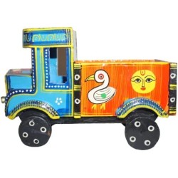 Funwood Games Handmade Traditional Banaras Wooden Multicolour Truck Push and Pull Toy for Kids Play | Interior Decor | Gifting