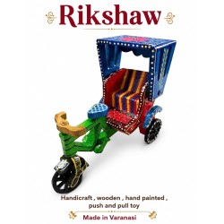 Funwood Games Cycle Rikshaw 3-Wheeler Handcrafted Wooden Push-Pull Toy