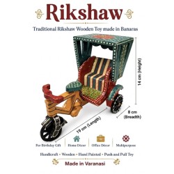 Funwood Games Cycle Rikshaw 3-Wheeler Handcrafted Wooden Push-Pull Toy