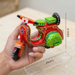 Funwood Games Handcrafted Traditional Indian Wooden Vintage Scooter Push-Pull Toy for Boys and Girls