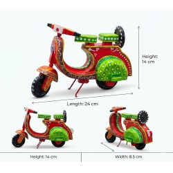 Funwood Games Handcrafted Traditional Indian Wooden Vintage Scooter Push-Pull Toy for Boys and Girls