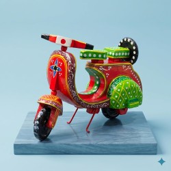 Funwood Games Handcrafted Traditional Indian Wooden Vintage Scooter Push-Pull Toy for Boys and Girls