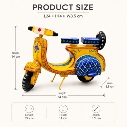 Funwood Games Handcrafted Traditional Indian Wooden Vintage Scooter Push-Pull Toy for Boys and Girls