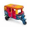 Funwood Games Handcrafted Multicolor Banaras Wooden Auto Rickshaw Tuk Tuk Wooden Push-Pull Along Toys