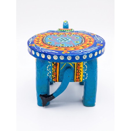 Funwood Games Handcrafted Multi Color Wooden Elephant Decorative Showpiece Stool