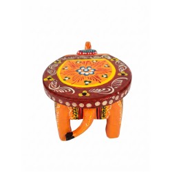 Funwood Games Handcrafted Multi Color Wooden Elephant Decorative Showpiece Stool
